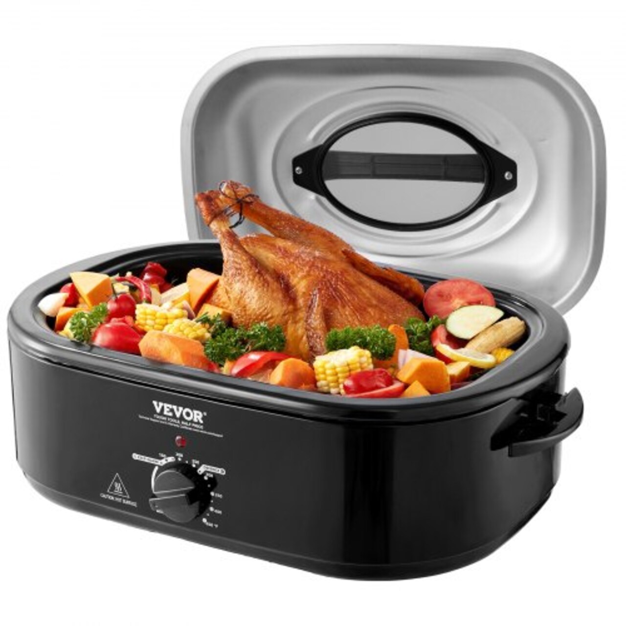 Stainless Steel Roaster Oven 18–22 QT, 1450W with Self-Basting Lid